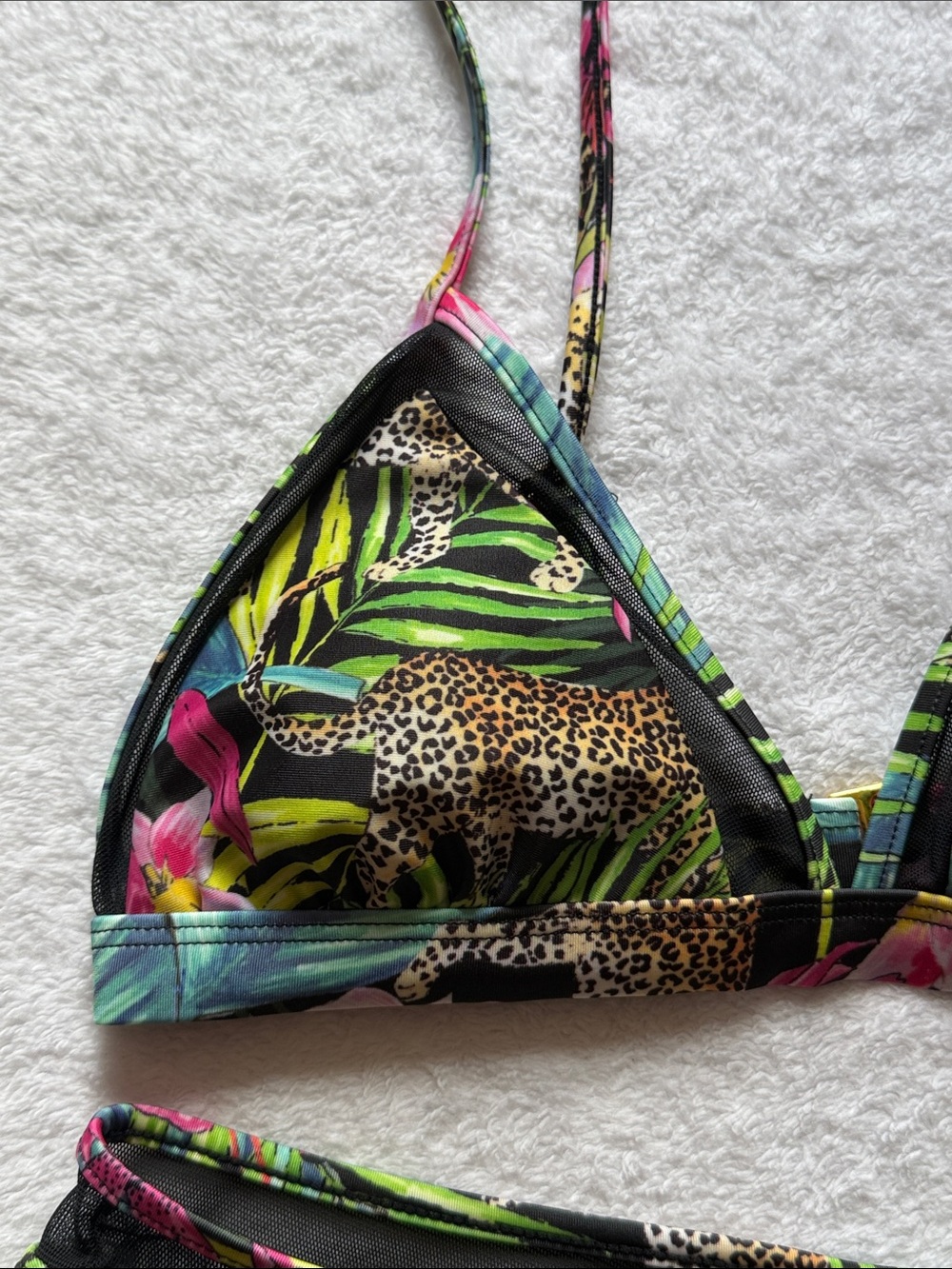 NWT BluC Jaguar Tropical Print Mesh Detail 2 Piece Bikini Set, Women's Small - Picture 2 of 7
